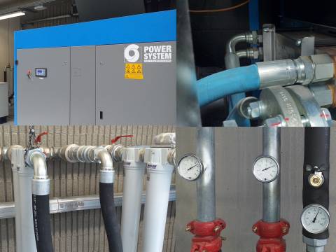 Sala compressori: 110 kW con essiccatore e recupero di calore